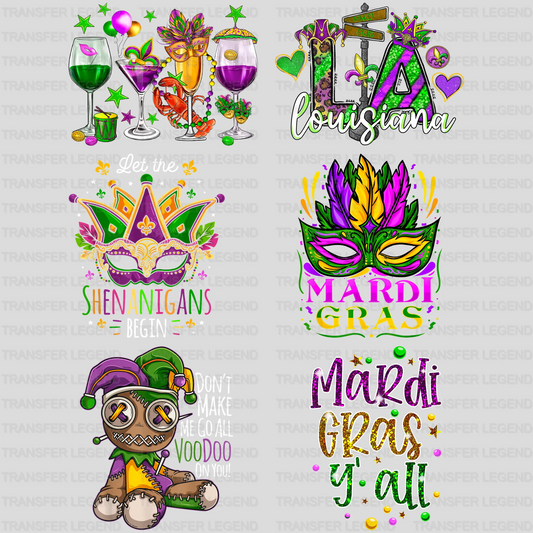 Mardi Gras Premade Gang sheet - 6 PCS 10 INCH - transferlegend