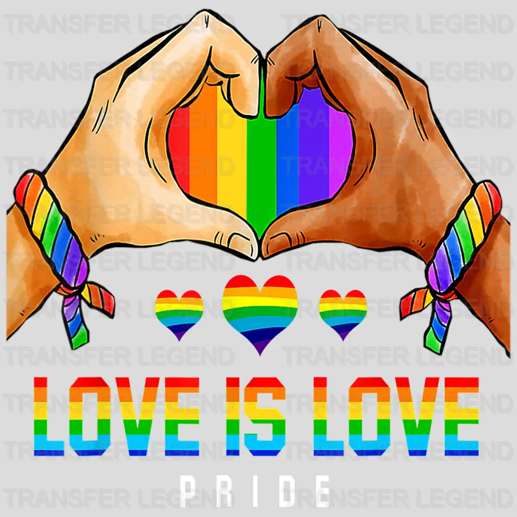 Love is Love Rainbow Heart with Hands Pride Design - DTF heat transfer - transferlegend