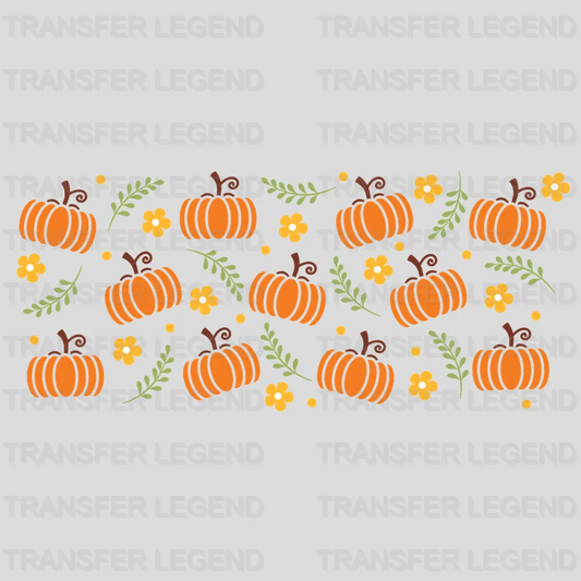 Pumpkins And Flowers UV DTF Transfer Cup Wrap UV DTF Sticker - transferlegend