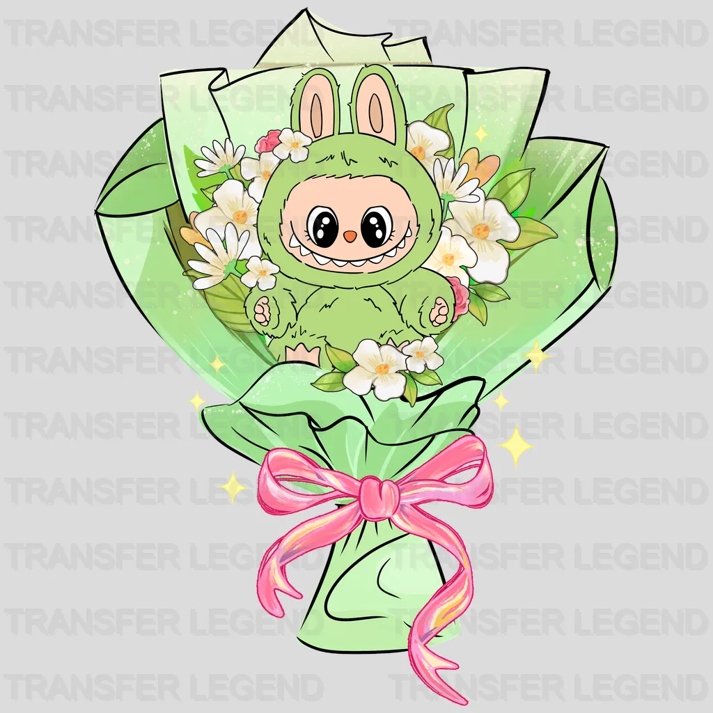 Green Flowers 2 Labubu Design - DTF Heat Transfers