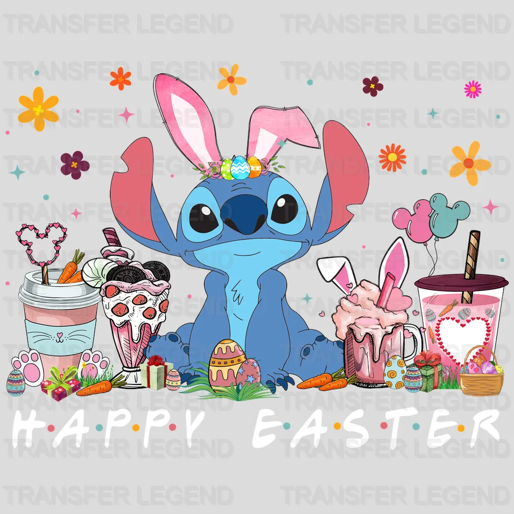 Stitch Coffee Cups Happy Easter Design- DTF heat transfer - transferlegend