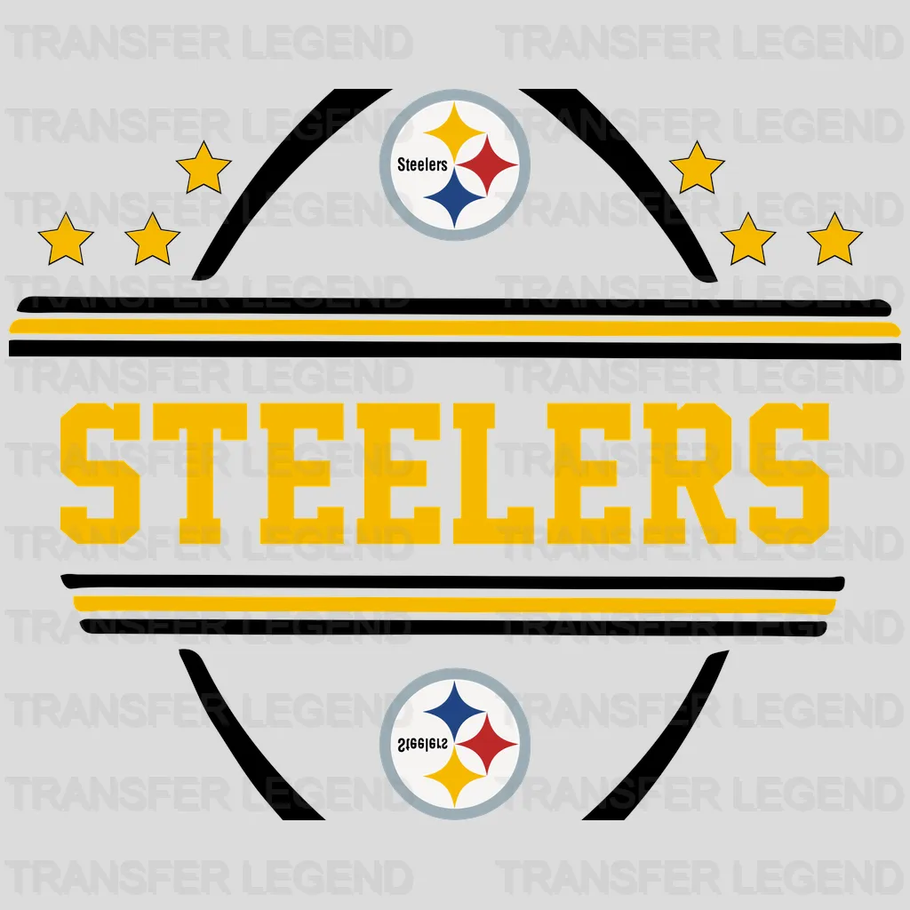 Pittsburgh Steelers heart‑arrow swirl framing logo, NFL design - DTF Heat Transfer
