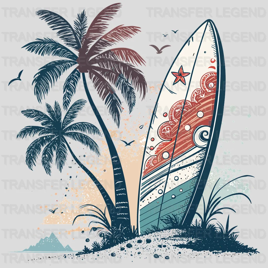 Beach Summer Surfing Design - DTF Heat Transfers - transferlegend