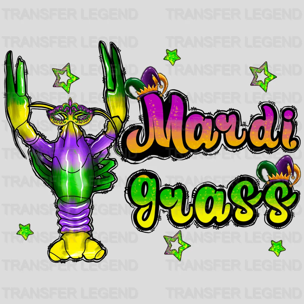 Lobster Mardi Gras Design- Mardi Gras DTF heat transfer - transferlegend