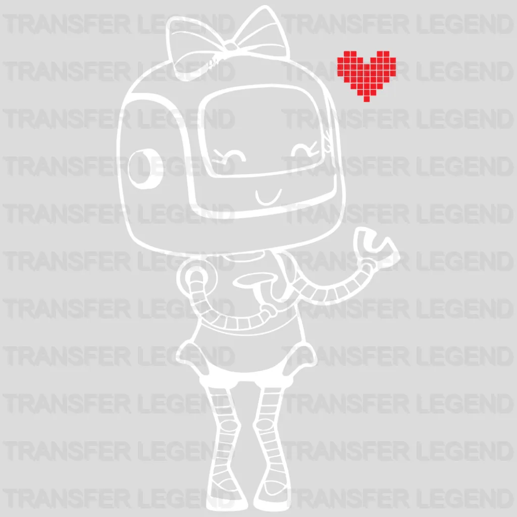 Robots In Love - Female Robot Matching Design - DTF heat transfer - transferlegend