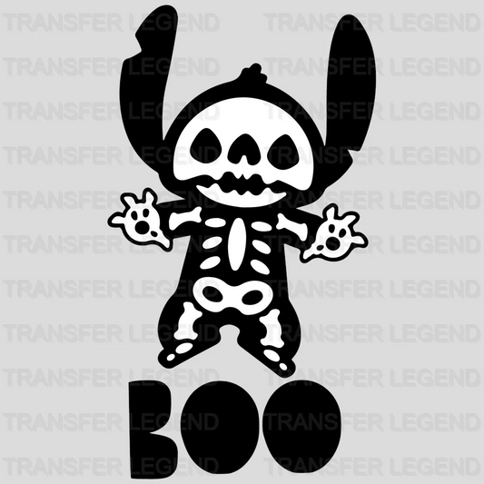 Halloween Stitch Skeleton Boo Design - DTF heat transfer - transferlegend