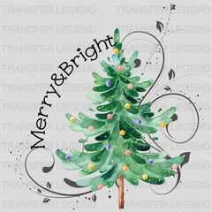 Merry and Bright Christmas Design - DTF heat transfer - transferlegend