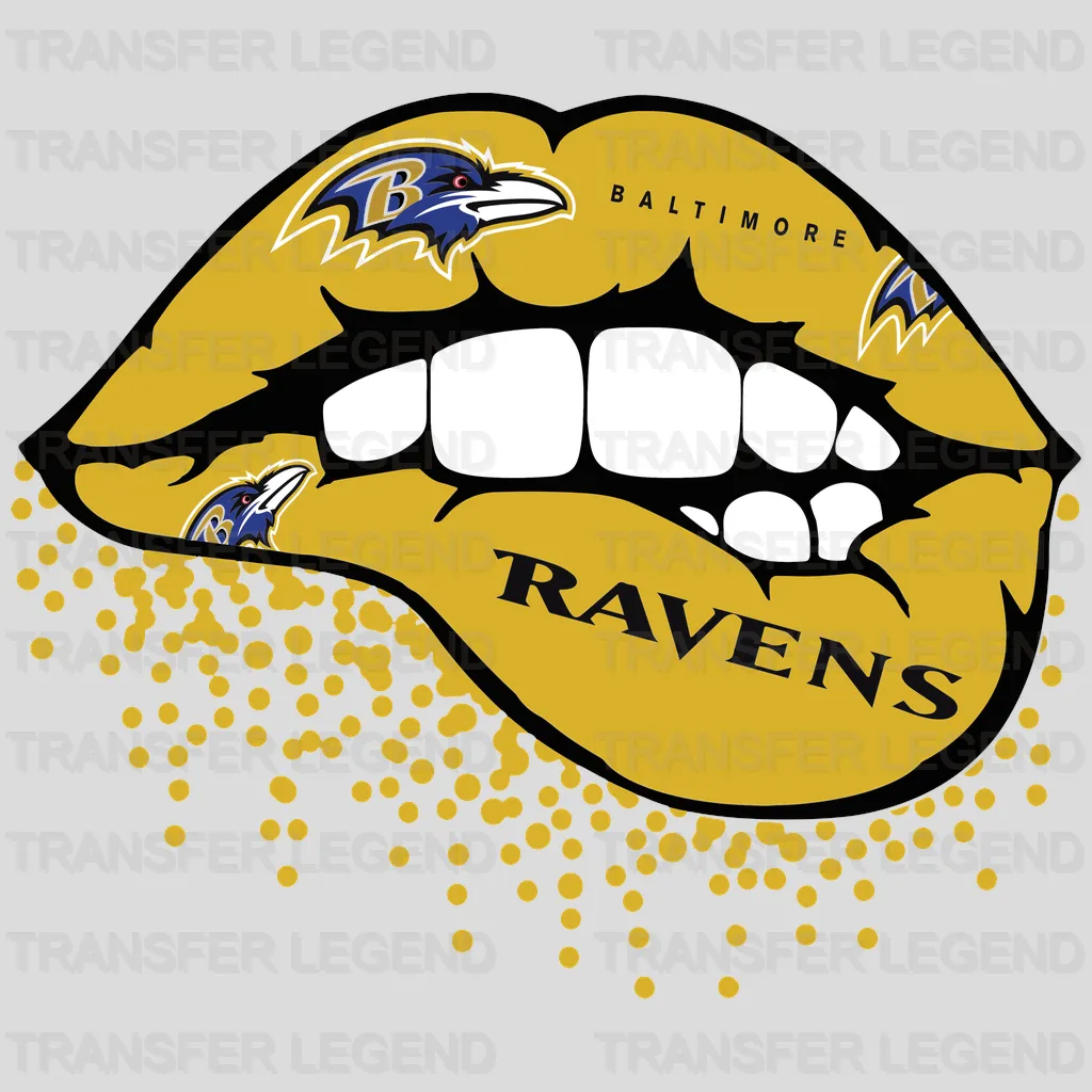 Baltimore Ravens Lip‑Bite Graphic NFL Design - DTF Heat Transfer