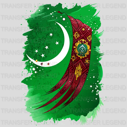 Turkmenistan Flag Design - DTF Heat Transfer - transferlegend