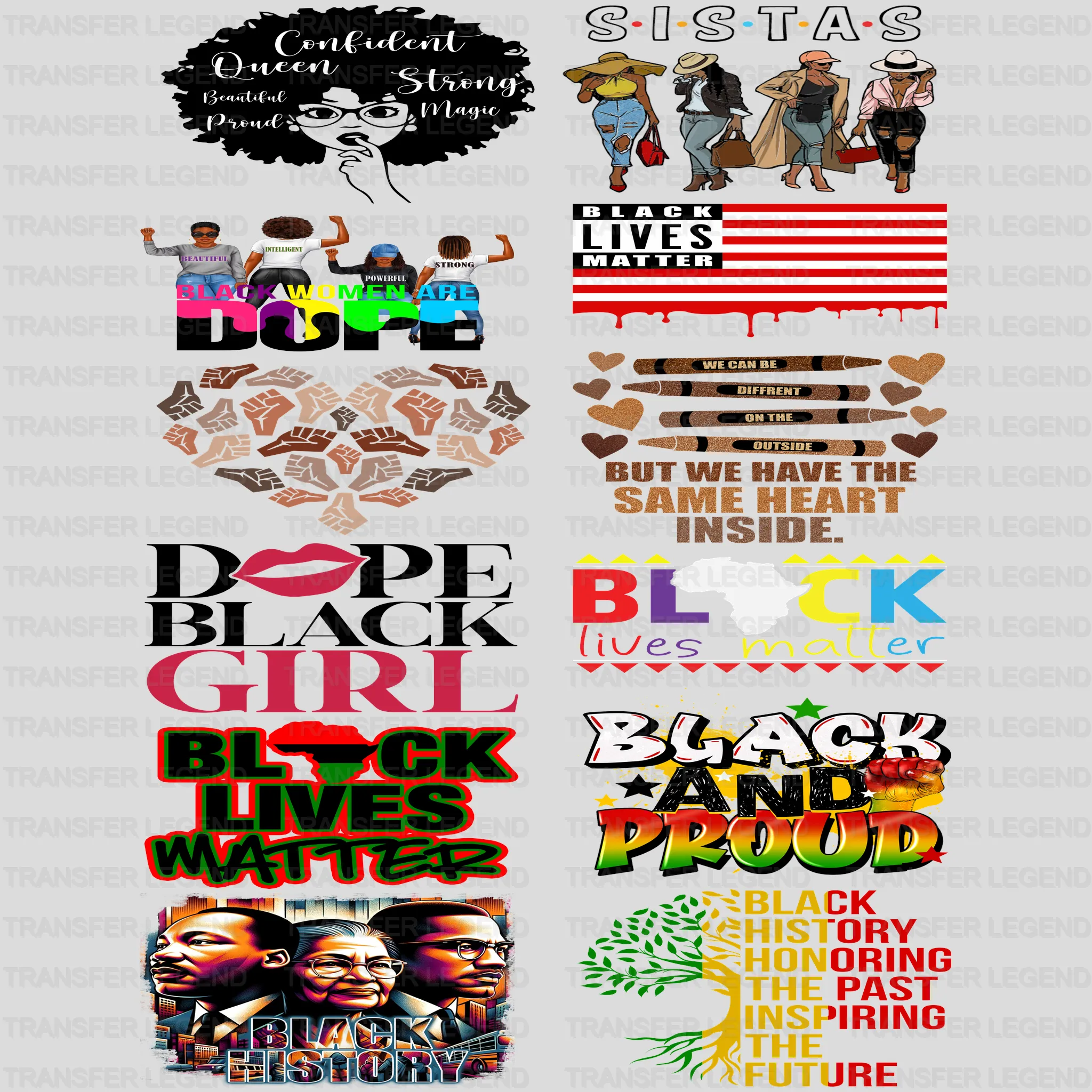 Black History Month-BLM Premade Gang sheet - 12 PCS 10 INCH - transferlegend