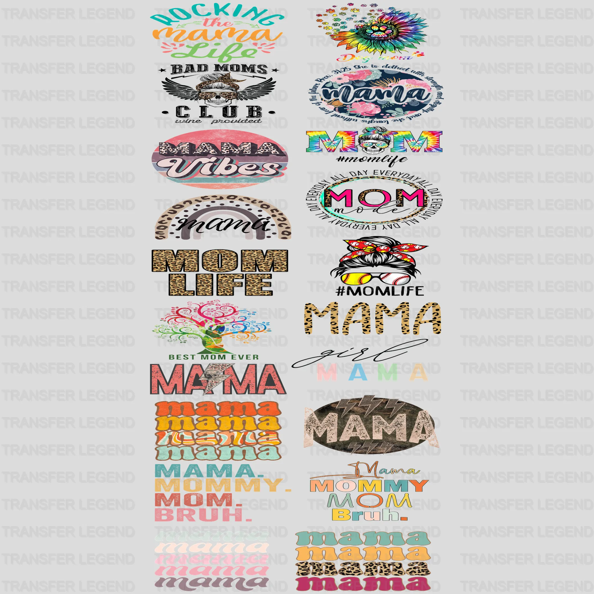 Mother's Day - Premade Gang sheet - 20 PCS 10 INCH - transferlegend