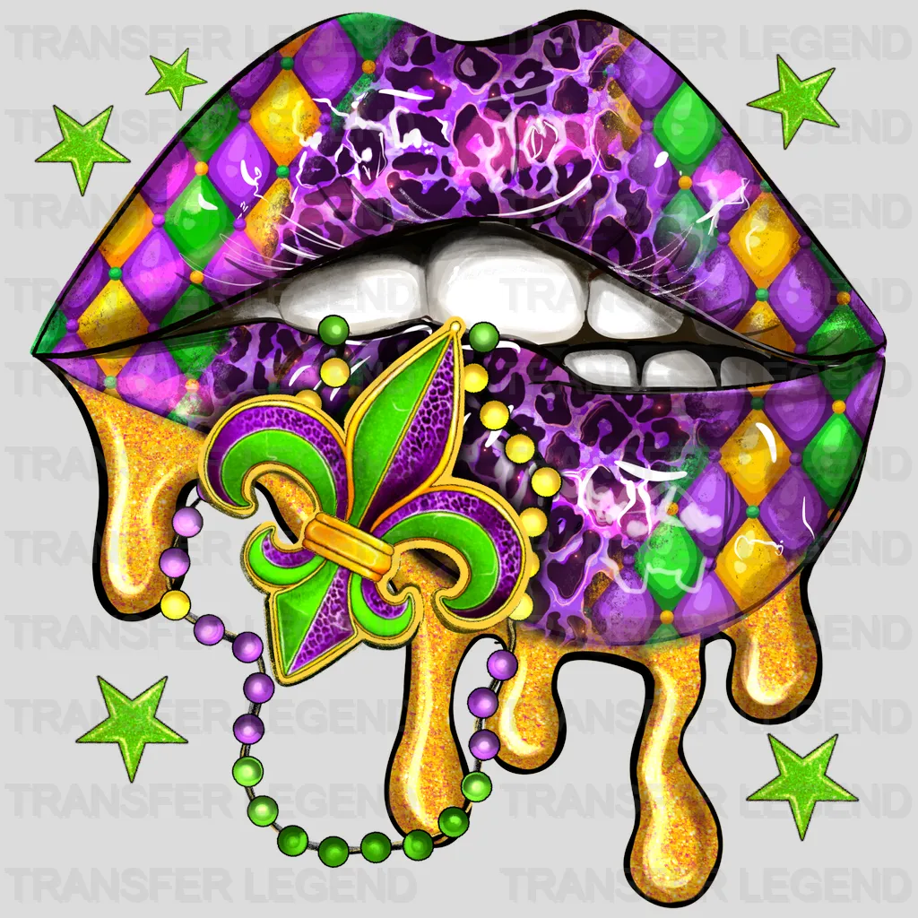 Mardi Gras Lips Design- DTF heat transfer - transferlegend