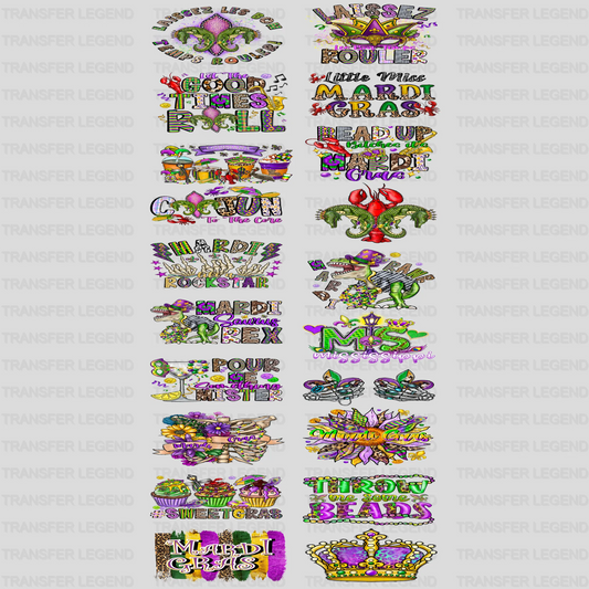 Mardi Gras Premade Gang sheet - 20 PCS 10 INCH - transferlegend