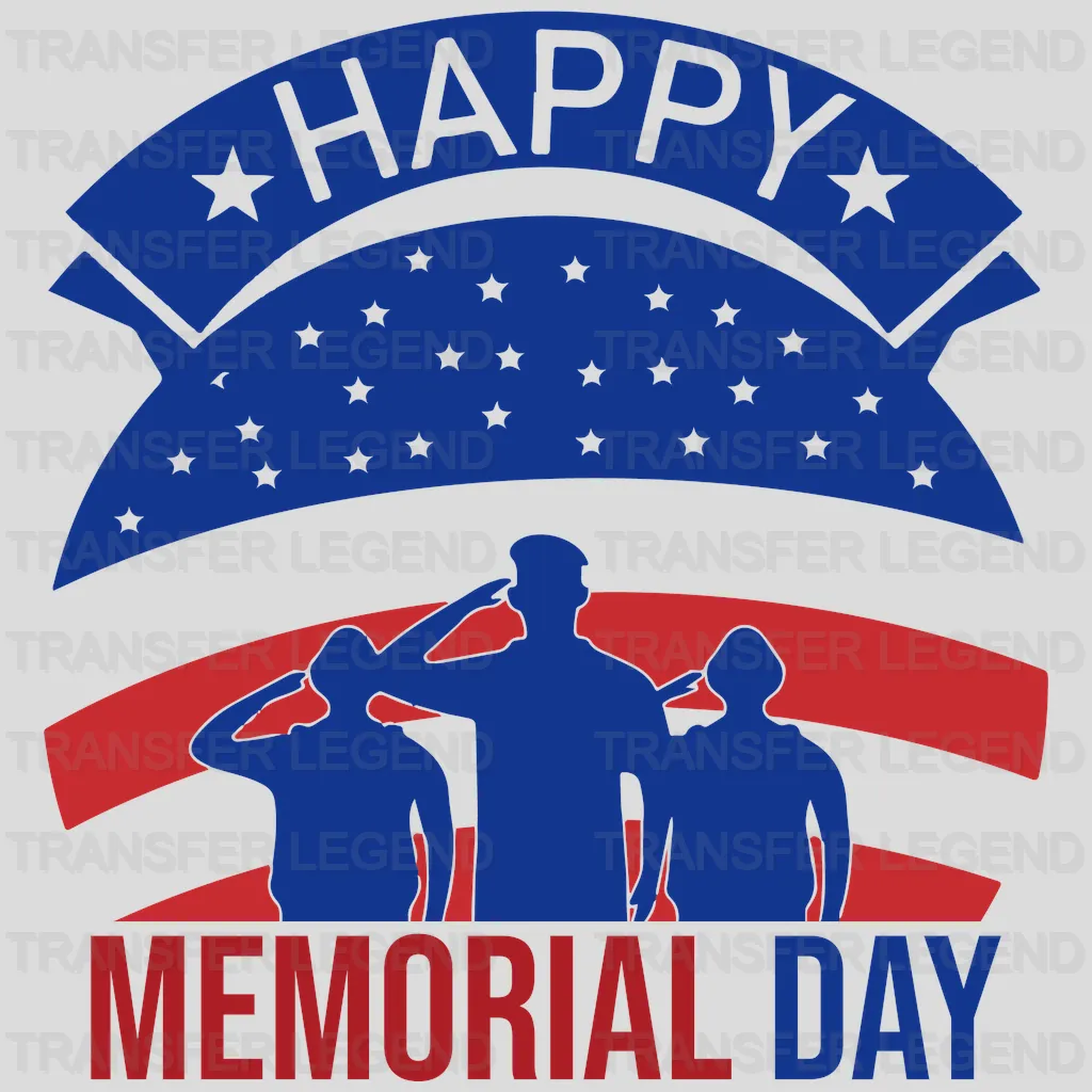 Happy Memorial Day Salute - Memorial Day DTF Transfer - transferlegend