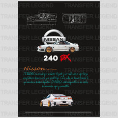 Nissan 240 SX Orange Cars Design - DTF Heat Transfer - transferlegend