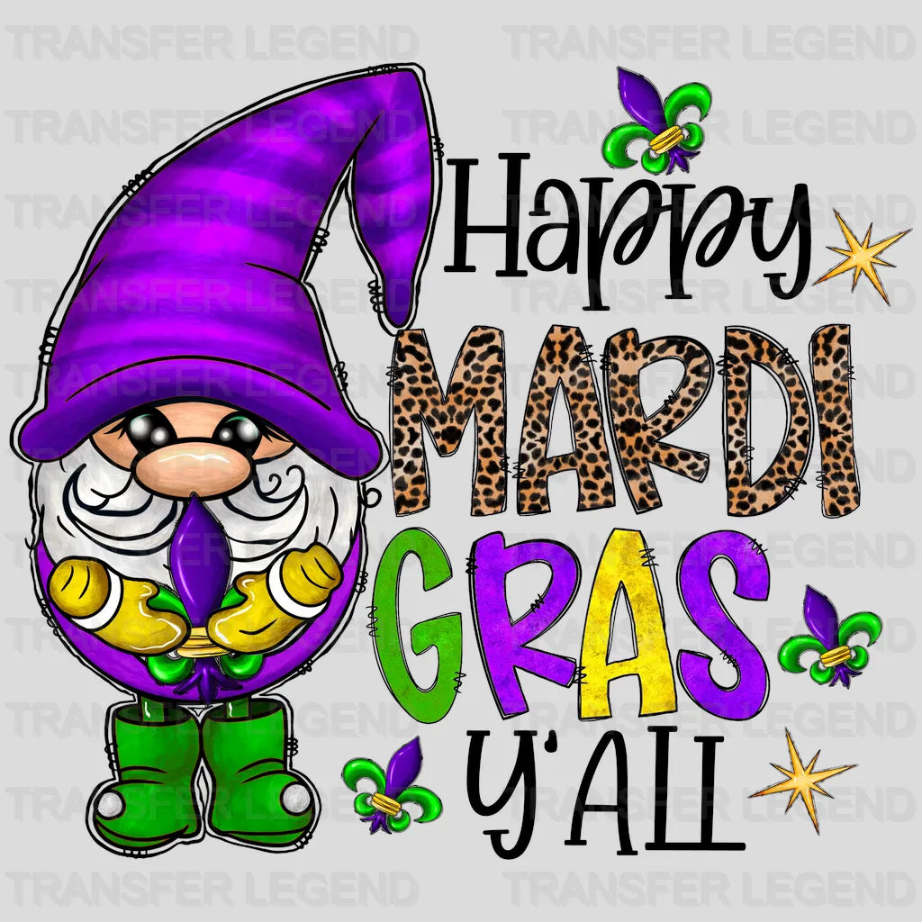 Happy Mardi Gras Y'all Design- Mardi Gras DTF heat transfer - transferlegend