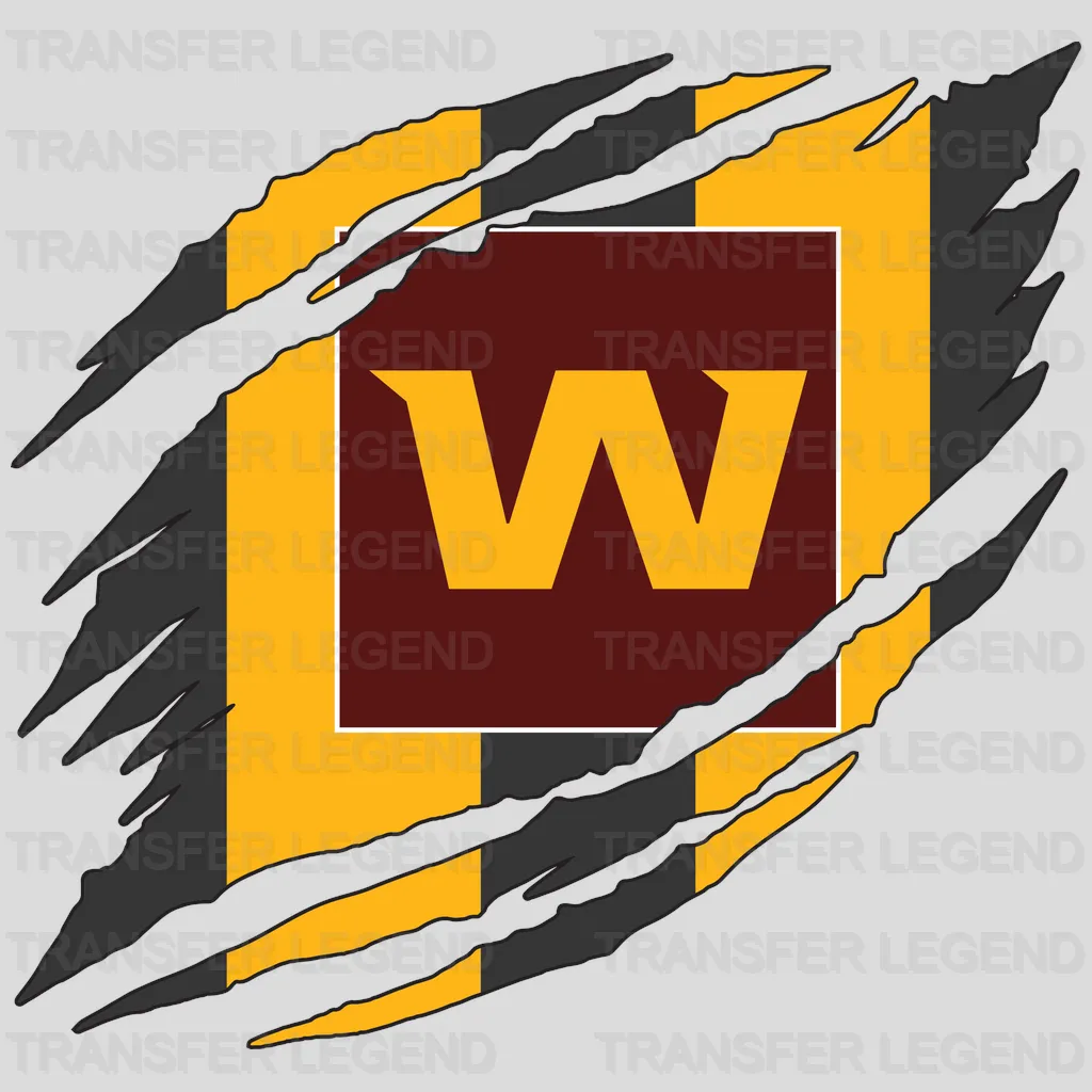 Washington Football Team Stripe Stack with W Emblem NFL Design - DTF Heat Transfer