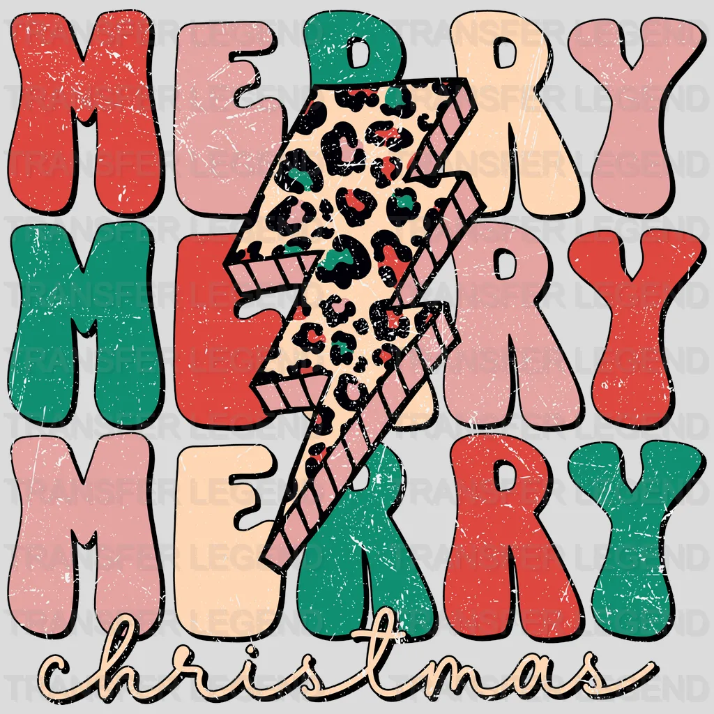 Merry Merry Merry Leopard Design, Christmas Design, Dtf Heat Transfer - transferlegend