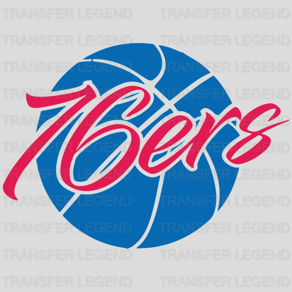 Philadelphia 76ers Script on Blue Basketball NBA Design - DTF Heat Transfer