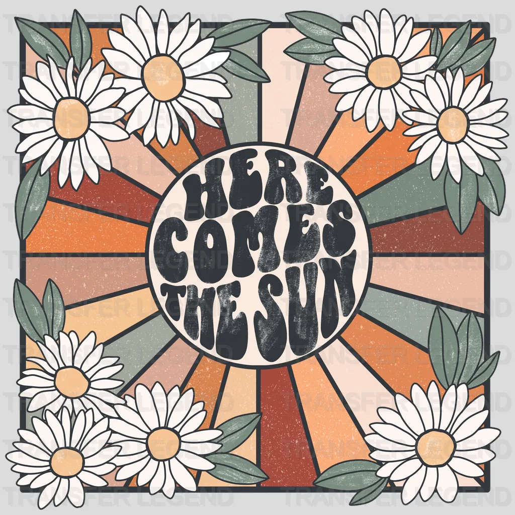 Here Comes The Sun Floral - Retro Summer - Beach Vacation  Design - DTF heat transfer - transferlegend