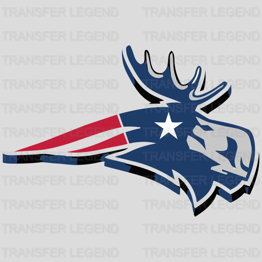 New England Patriots stylized dripping deer skull logo, NFL design - DTF Heat Transfer