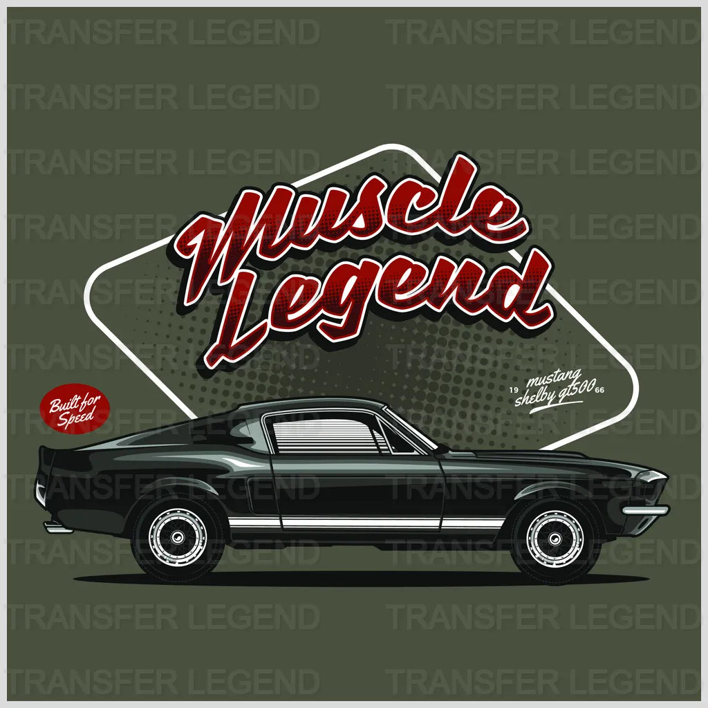 Ford Mustang Shelby GT500 Clasic Car Designs - DTF Heat Transfer - transferlegend