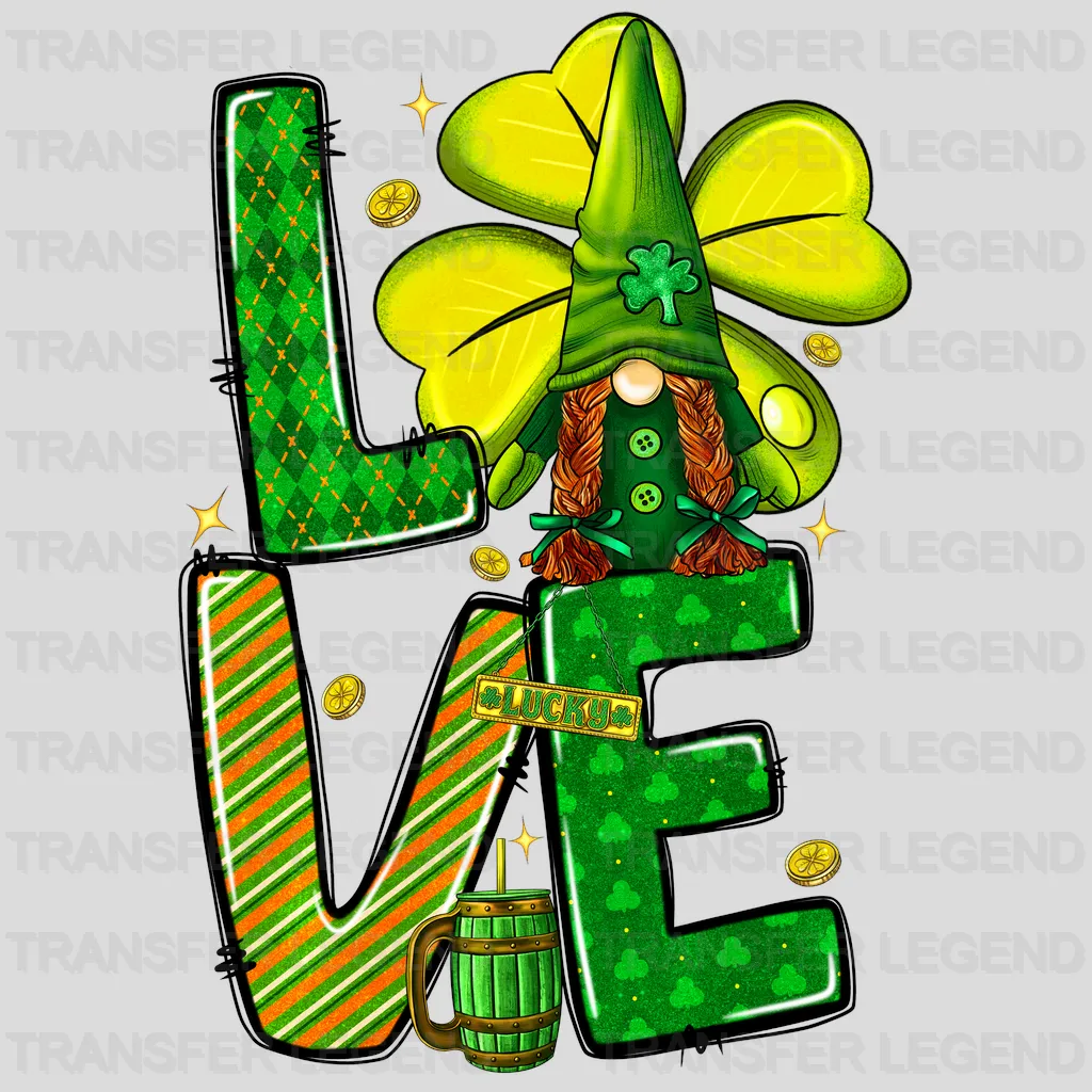 St. Patricks Day Love Gnome Design - DTF heat transfer - transferlegend