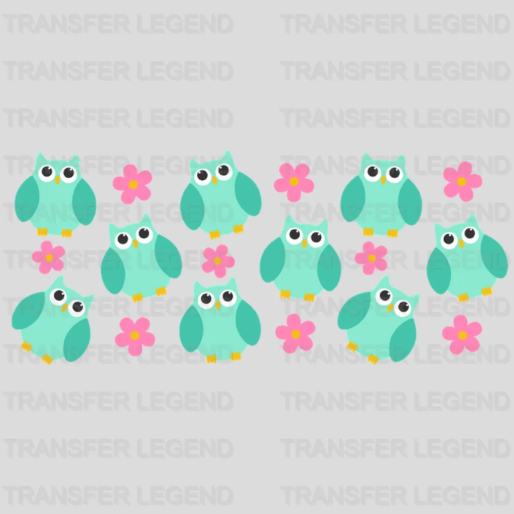 Owls And Flowers UV DTF Transfer Cup Wrap UV DTF Sticker - transferlegend