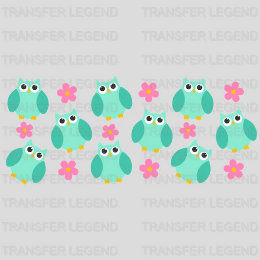 Owls And Flowers UV DTF Transfer Cup Wrap UV DTF Sticker - transferlegend