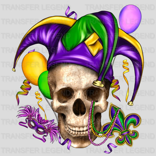 Skull Mardi Gras Design- Mardi Gras DTF heat transfer - transferlegend