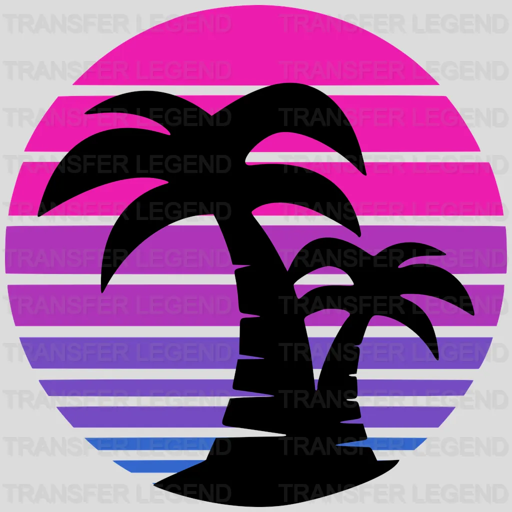 Retro Palm Trees Summer UV DTF Transfer Cup Wrap UV DTF Sticker - transferlegend