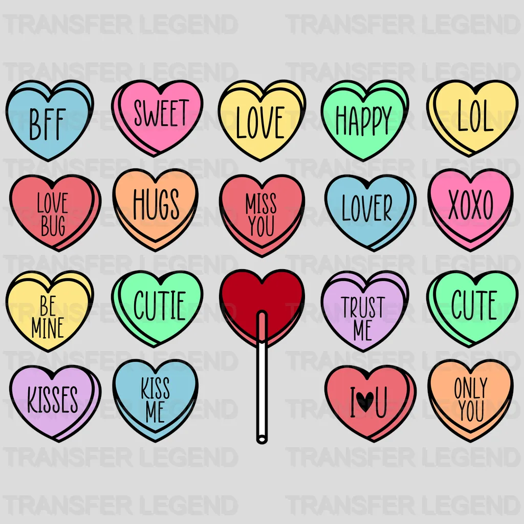 Candy Hearts Valentine's Day Design - DTF heat transfer - transferlegend