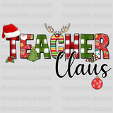 TEACHER CLAUS XMAS, Christmas Design, Dtf Heat Transfer - transferlegend