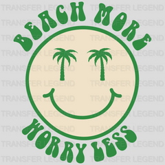 Beach More Worry Less Smiley Palm Face DTF Transfer - transferlegend