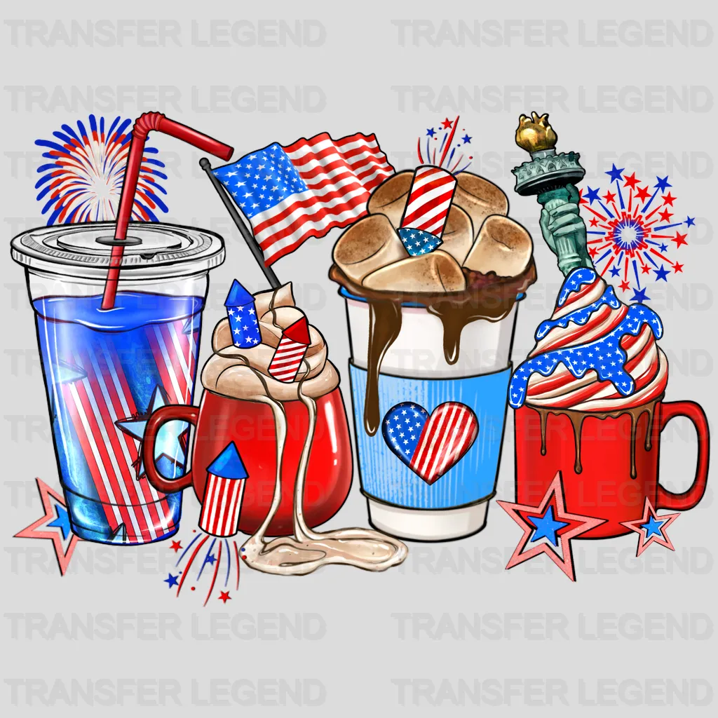 4th of July Coffee Cup DTF Transfer - transferlegend