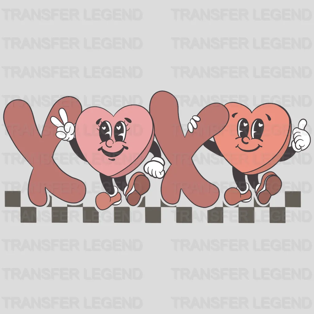 XOXO Hearts Retro Valentines Day Design - DTF heat transfer - transferlegend