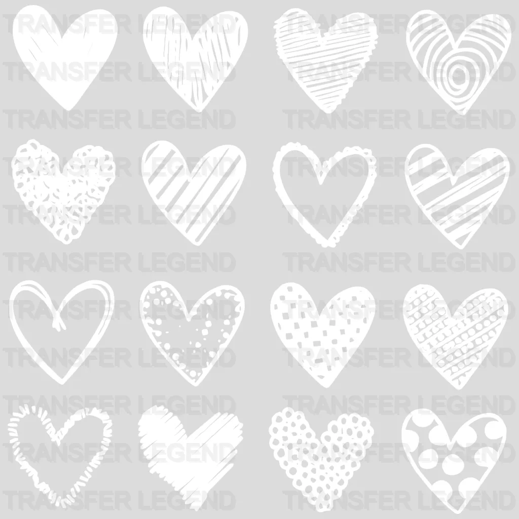 White Hearts Valentine's Day Design - DTF heat transfer - transferlegend