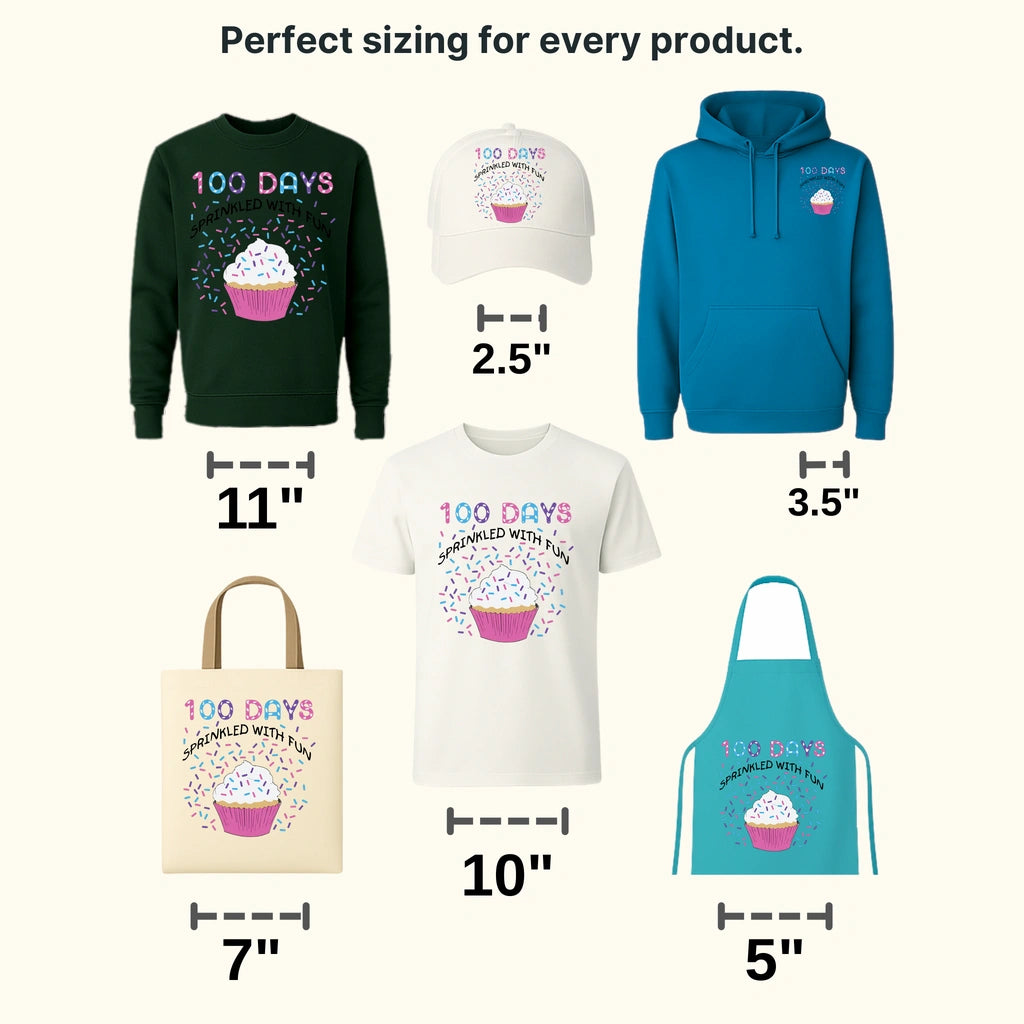 100 Days Sprinkled With Fun Cupcake School Design - DTF heat transfer - transferlegend